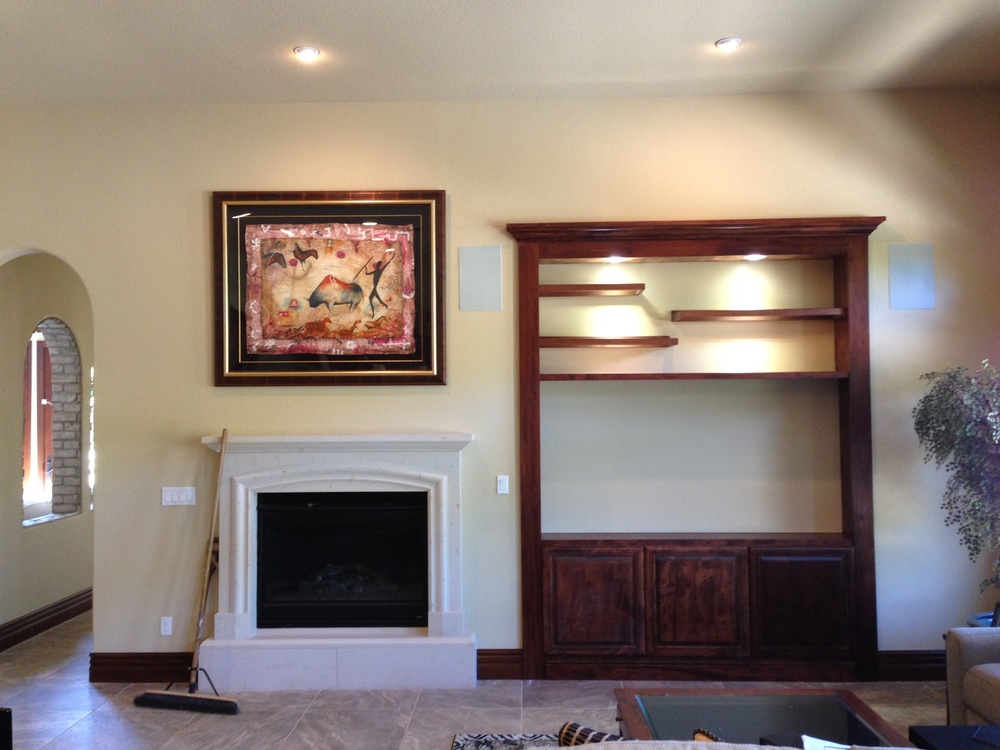 Custom TV Wall Unit With Floating Shelves