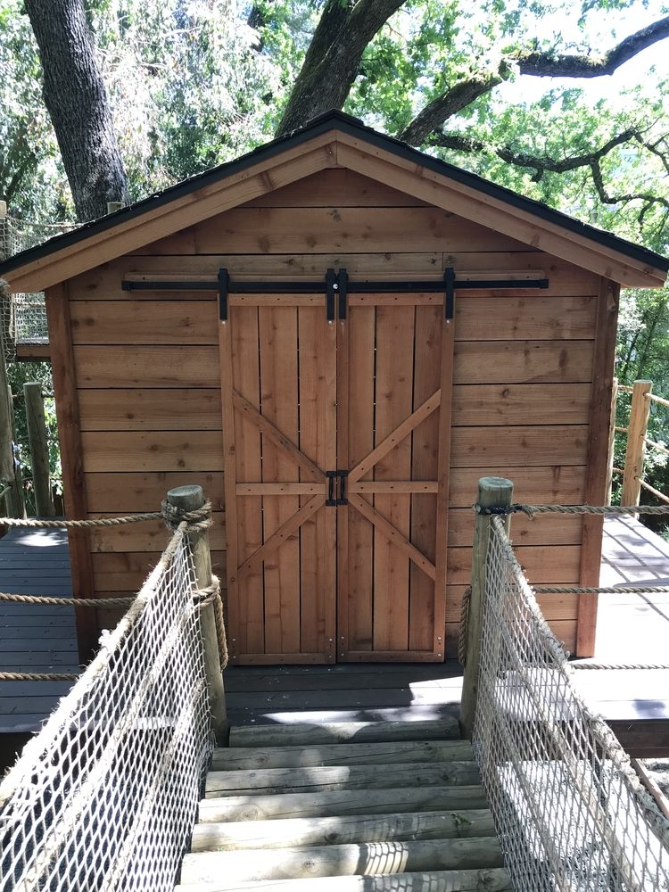 Custom Tree-house With Clatter Bridge And Barn Doors