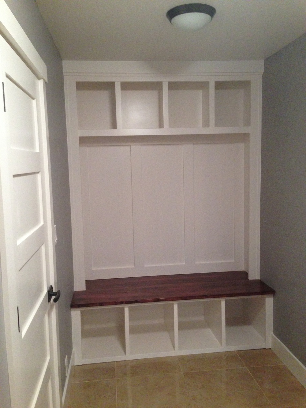 Mudroom Bench Cabinet With Large Full Height Storage Cabinets